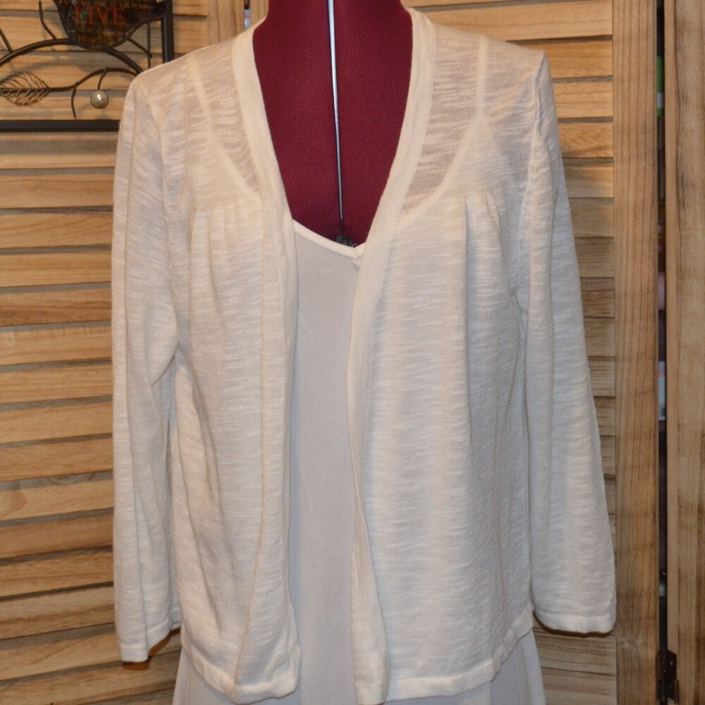 Charter Club Petite PL Off White L/S Cardigan Sweater Open Front